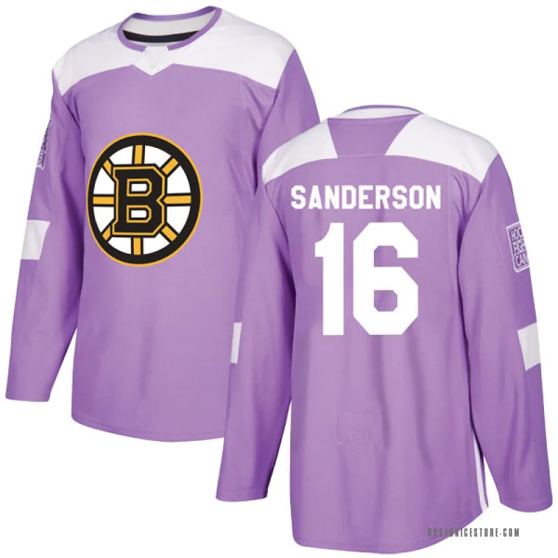 Purple Men's Derek Sanderson Boston Bruins Authentic Fights Cancer Practice Jersey