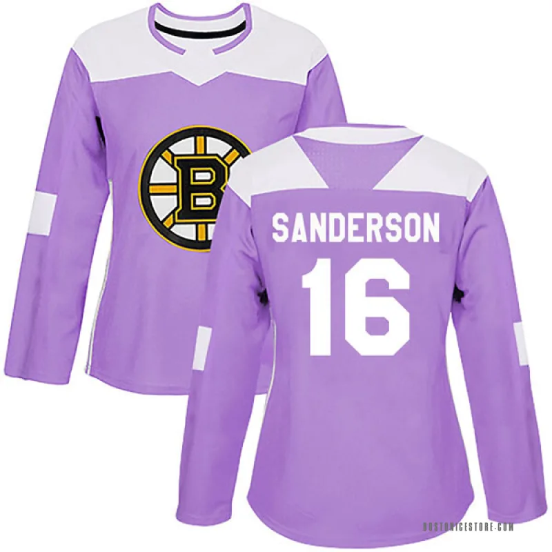 Purple Women's Derek Sanderson Boston Bruins Authentic Fights Cancer Practice Jersey