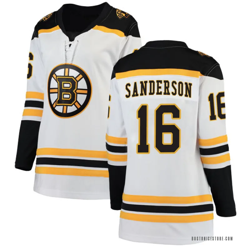 White Women's Derek Sanderson Boston Bruins Breakaway Away Jersey